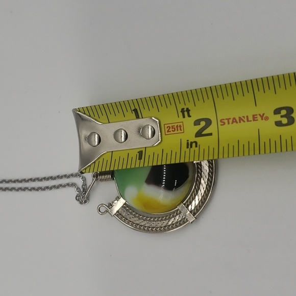 483- Multicolor Fused Glass Wire Wrapped Women's Pendant Necklace Handmade NWT - Picture 5 of 6